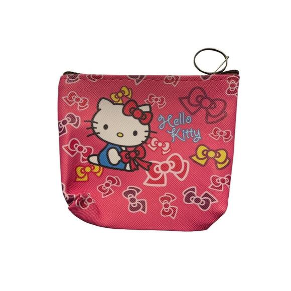 Hello Kitty Sanrio Cosmetic /Coin Purse/Bag Girls Small Pink with Bows - Picture 2 of 2